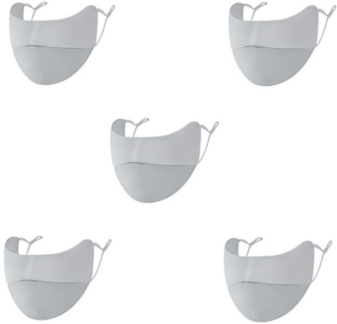 니치유 5개 골프 UV 차단 스포츠 마스크 햇빛가리개, 그레이, 5p