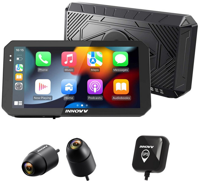 INNOVV 이노브 N2 오토바이 안드로이드 오토 스마트 라이딩 시스템 카플레이어, 블랙, N2본체+2K소니블랙박스렌즈