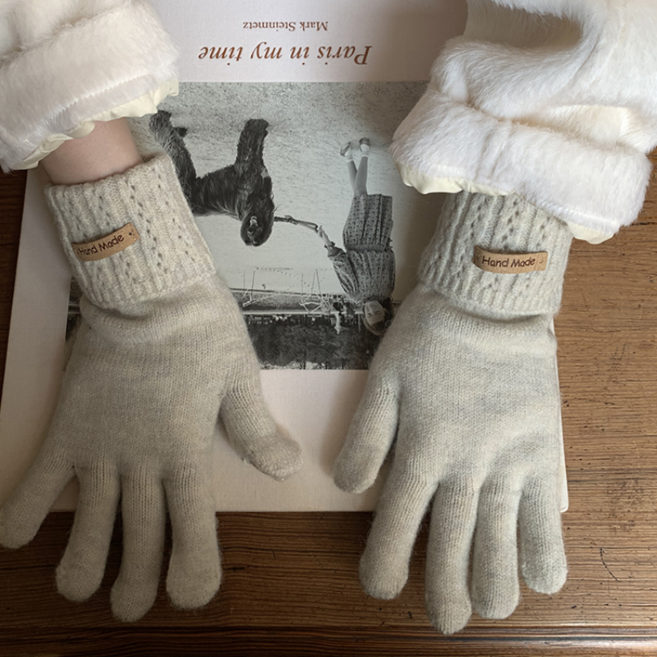 ZAJA 스마트폰 터치 가능 겨울 여성 니트 장갑 따뜻한 방한 장갑