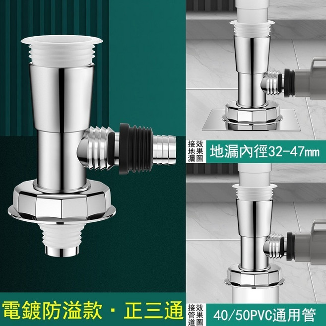 洗衣機排水孔蓋 排水管防臭 地漏芯 落水頭, 面盆下水三通, 1個