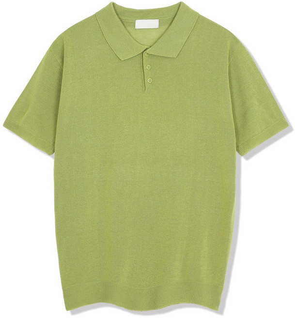 일루소 하프 단추 카라 반팔 니트 티셔츠