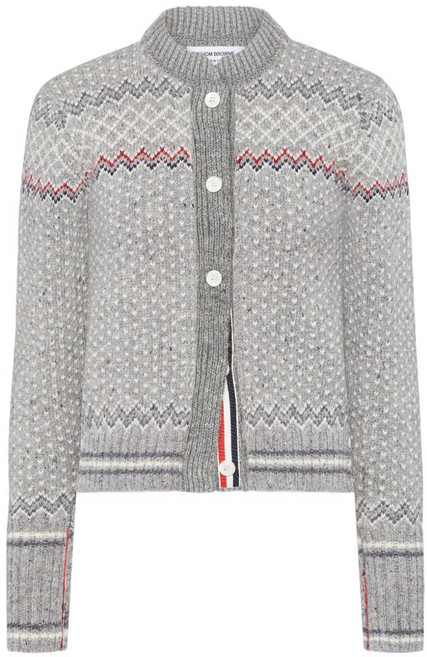 톰 브라운 페어 아일 자카드 도네갈 크롭 가디건