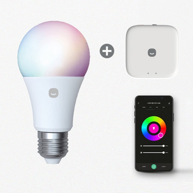 헤이홈 Z26 스마트 전구 IoT 조명 인테리어 LED 컬러 무드등 허브 pro 원격제어 패키지, 1개, RGB