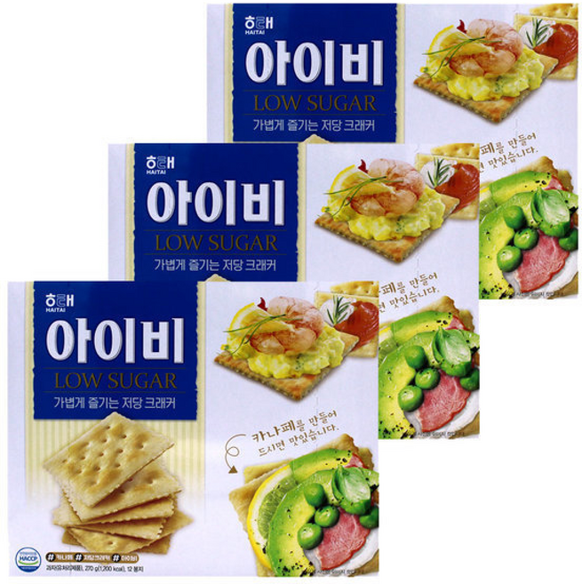 아이비 저당 크래커 과자 간식 안주 비스켓, 3개, 270g