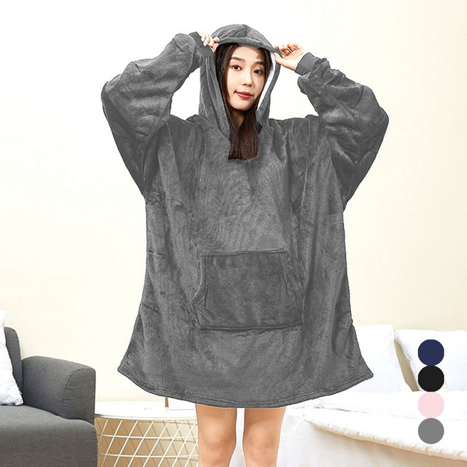 슈비리아 캠핑담요 양털 후드 입는담요