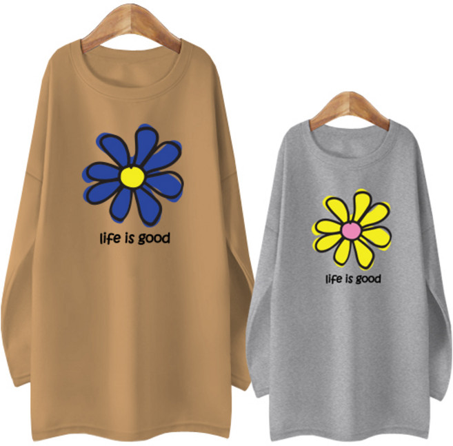 꽃순이_블론디 100%국내생산 기모롱티셔츠