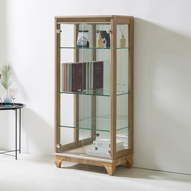 이지-프리미엄 600-4단 유리장식장 거실 피규어 진열장 양주장, 브라운