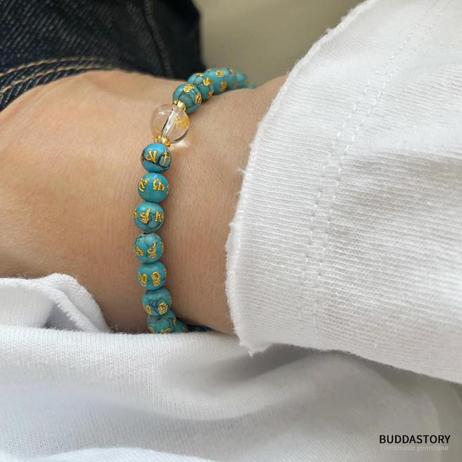 옴마니반메훔 금분 12지 띠별 염주 목기운 사주 오행 터키석 팔찌