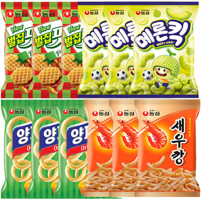 농심 새우깡 3+메론킥3+벌집핏자3+양파링3, 12개