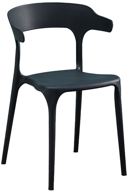 極美家居 電腦椅 靠背椅 化妝椅 塑膠椅 書桌椅, 一體式餐廳牛角椅-承重150公斤-黑色,常規單張價格, 1件