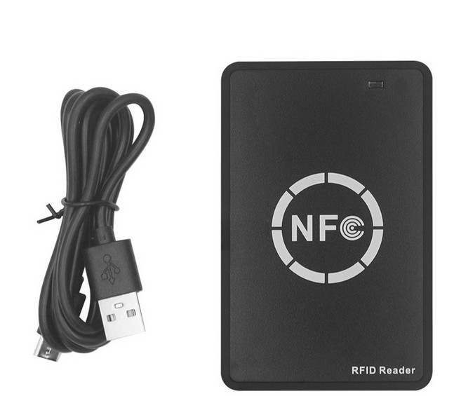 RFID NFC 스마트 칩 리더/작가 125KHz 13.56MHZ 복사기 RFID 복제기 태그 복제 ID IC 키 배지 사본, 1개, 검은색