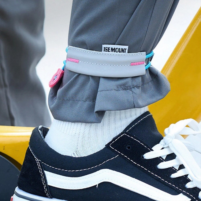 바지고정 고무링 런닝 라이딩 스포츠 흘러내림 펄럭임방지 발목스트랩 밴드, 1세트, 오렌지한쌍