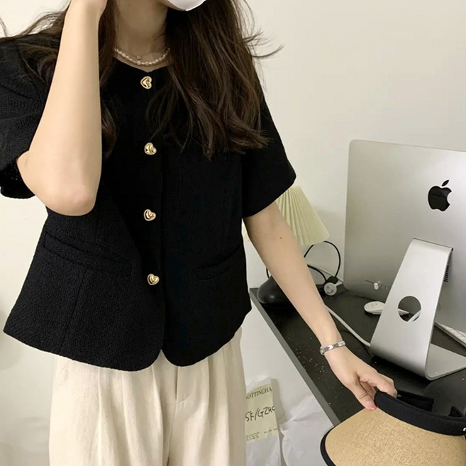 메이킹유 반팔 트위드 라운드넥 6320슈테른자켓