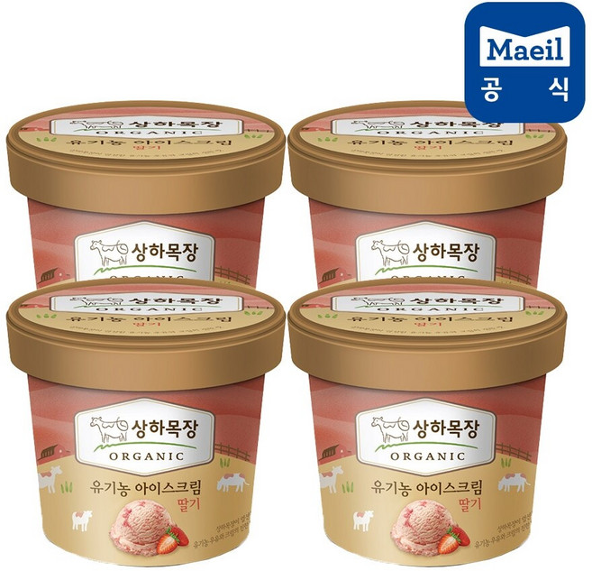 매일 상하목장 유기농 아이스크림 딸기(컵) 100ML 4개입/아이스크림, 4개