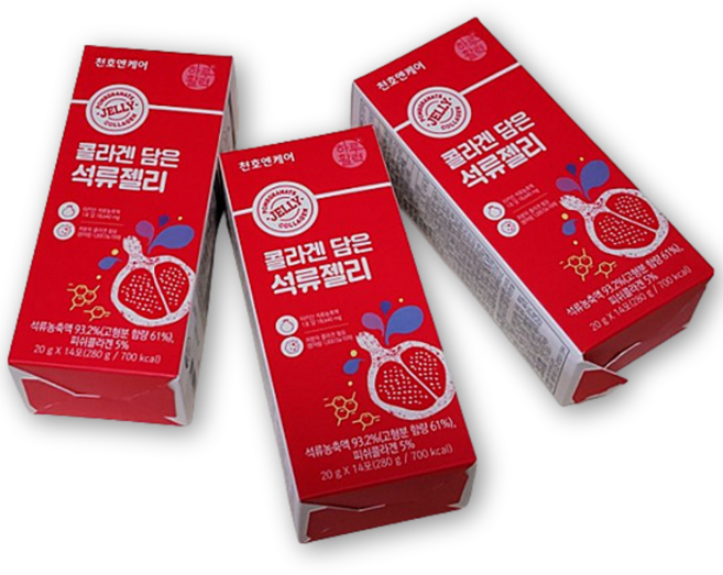 3박스 천호엔케어 콜라겐 담은 석류젤리 42포 저분자콜라겐 Collagen 석류농축액 이너뷰티 스틱형 젤리, 14회분, 3개