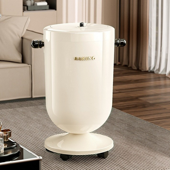 BYOU 모던 디자인 스탠딩 인테리어 쓰레기통 20L 이동식 대용량 거실 주방용, 아이보리