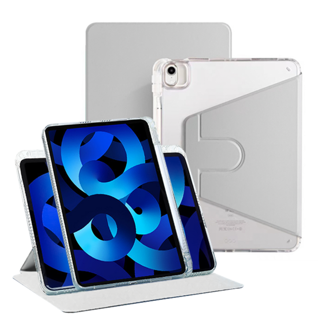 링고룸 아이패드 360도 회전 클리어 애플펜슬 수납 태블릿pc 케이스 + 스티커 증정, 그레이, 1개