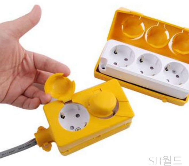 SH월드 콘센트보호카바 황색 고무 멀티탭보관함, 2구, 2구