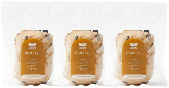 바른식방 그린올리브 치아바타 (유기농통밀), 3개, 210g