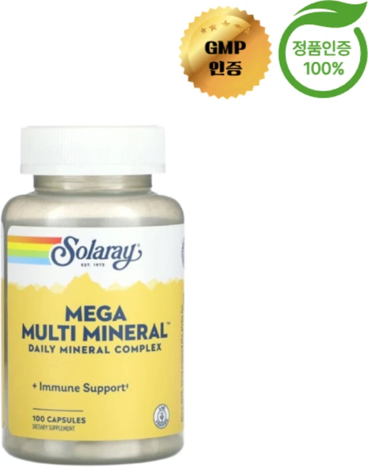 솔라레이 메가 멀티 미네랄 칼슘 철분 마그네슘 캡슐 100정, 1개 - 쿠팡
