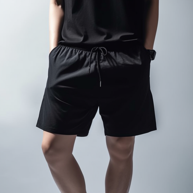 데일리바이블 남성용 우븐 비치팬츠 반바지 보드숏 수영 바지, 블랙