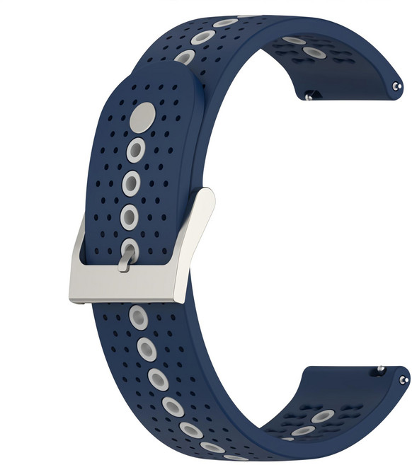 Garmin Venu SQ 2 Music 錶帶 20mm 運動矽膠錶帶 雙色透氣錶扣腕帶, 午夜藍灰, 1個