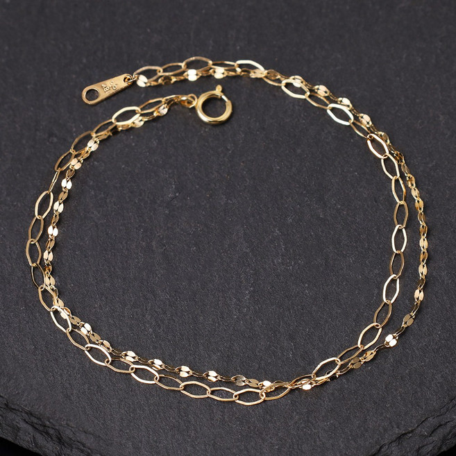 주리에떼 14K 18K 두줄 팔찌 데일리 패션 블루린 기념일 선물 여성 체인 두줄 금 팔찌