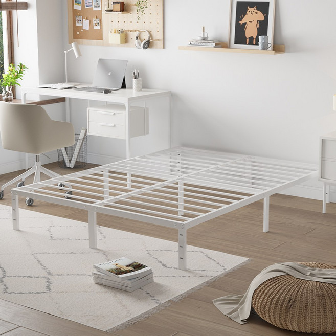 포근방 철제저상침대 30cm 높이 | 미니멀 빈티지 | 무소음 안전 | 수납 공간활용 | 가성비, 하얀색