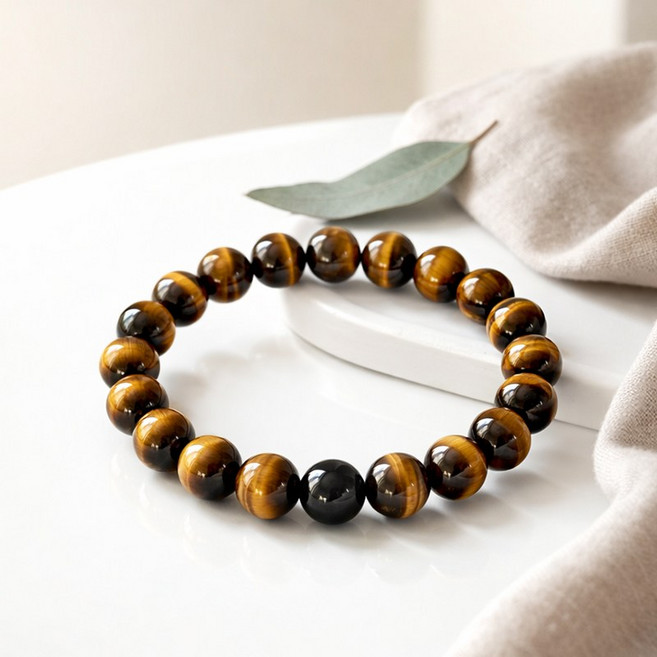 ROYAI ONE 특5A 호안석 팔찌 천연 원석 소원 재물 건강 사업 합격 블랙마노 행운팔찌