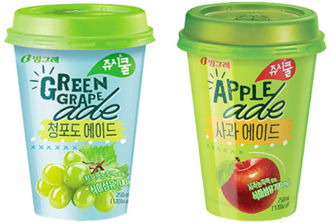 빙그레 쥬시쿨에이드 250ml 사과에이드 6개+청포도에이드 6개/무료배송, 12개