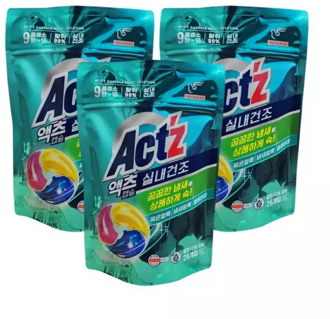 피죤 액츠 실내건조 캡슐세제 26개입 3개, 3박스