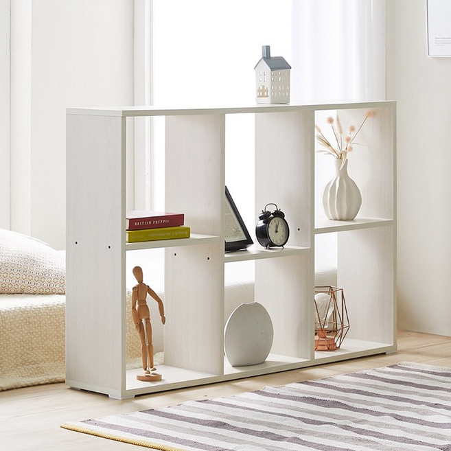 [룩홈] 공간나눔 파티션 낮은 6칸 책장, 메이플