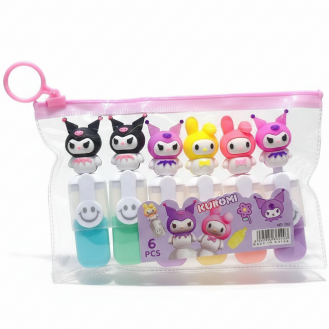 산리오 캐릭터 미니 형광펜 6P, 1개
