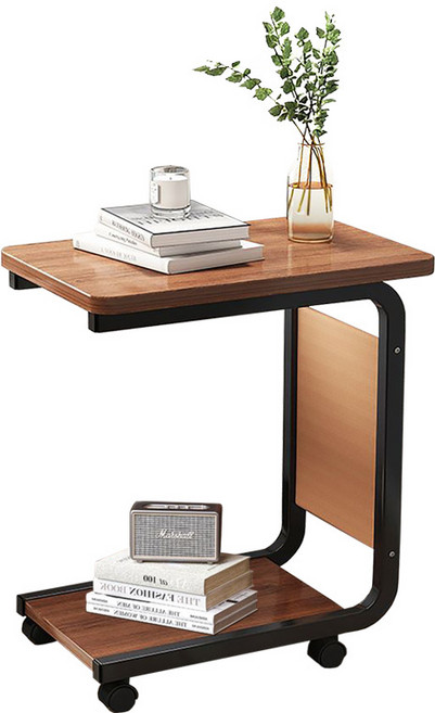 Hao Shun 다용도 간이 나무 쇼파 거실 침대 이동식 사이드 테S097-006, 호두색