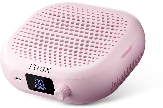 강력한 흡입력 10단 터보 팬 가정용 및 살롱용 LED 디스플레이 네일 먼지 청소기를 갖춘 L'UGX 충전식 집진기 전문가 u2013 컴팩트 테크 - 핑크