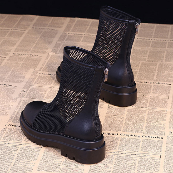 메쉬 워커화 앵클부츠 캐주얼 통굽 망사 펀칭 샌들