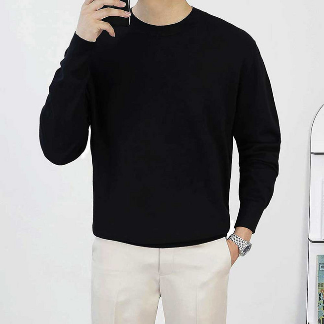 로코비전 부드러운 캐시미어 스판 니트 오버핏 비스코스 남자 스웨터