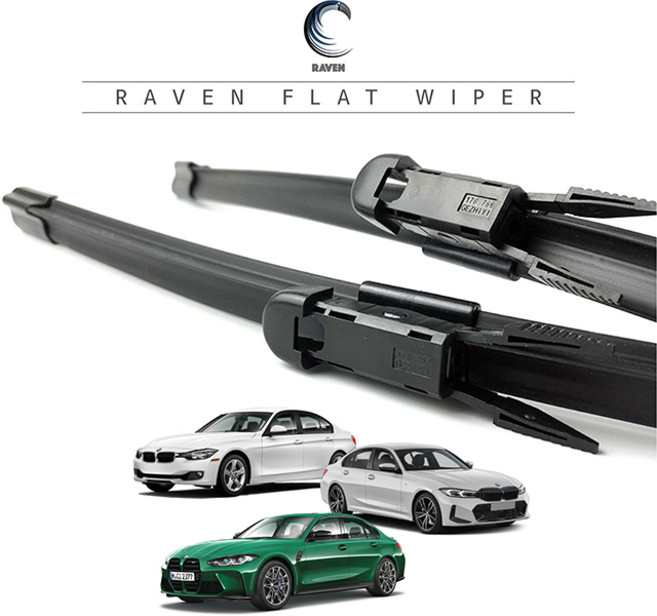 레이븐 BMW 3시리즈 M3 플랫 와이퍼 운전석+조수석 세트 F30 F31 F34 G20 G21 F80 G80, 전면 와이퍼 세트, 더 3 (G20/G21: 19년~22년)