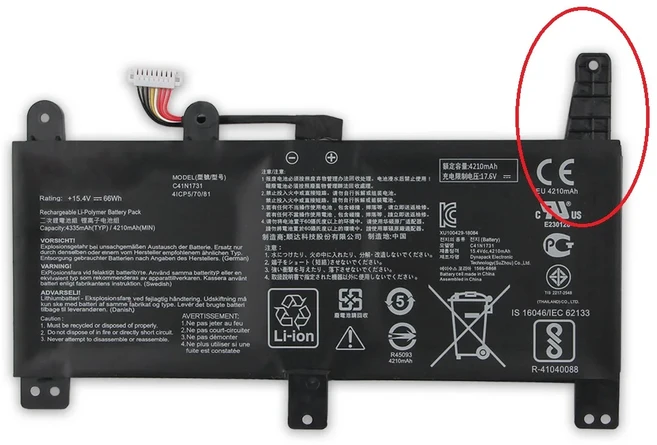 새로운 교체 배터리 C41N1731 ASUS ROG LG531G GMG712L G731GU LG532L GL504 4210mAh, 02 C41N1731 long angle