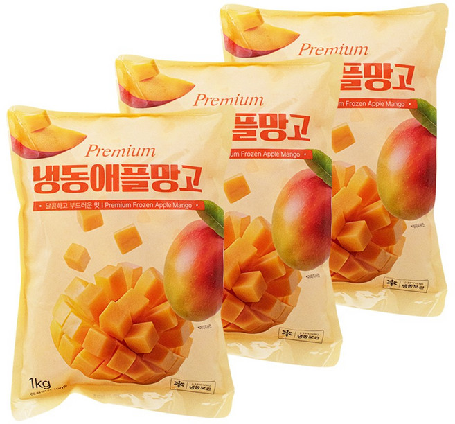 당도높은 무첨가 100% 애플망고다이스, 3개, 1kg(애플망고다이스)