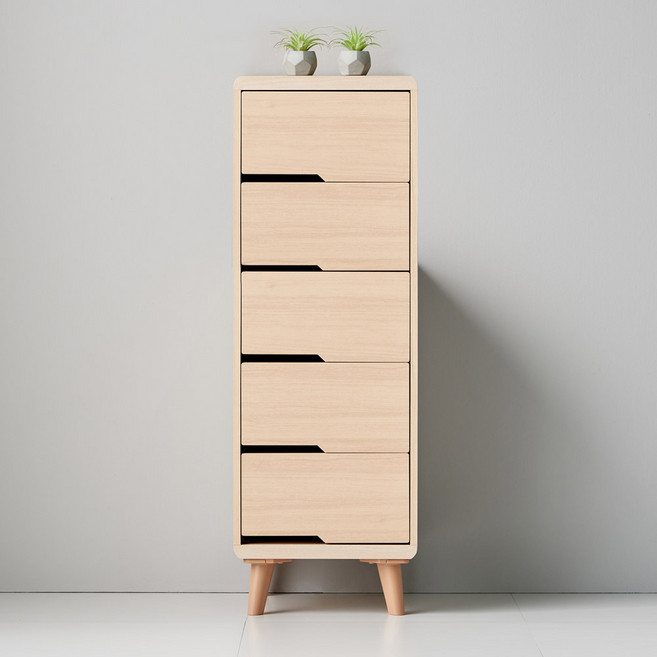 새싹가구 클릭수납 400 5단 서랍장, 오크