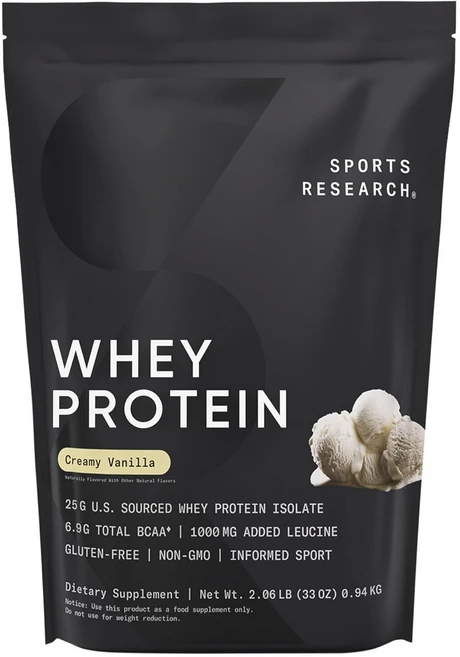 스포츠리서치 유청 단백질 크리미 바닐라 맛, 1개, 0.94kg - 쿠팡