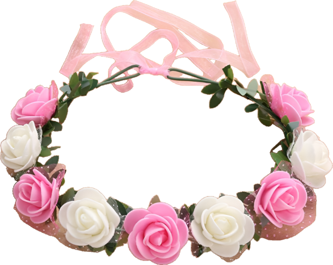 9송이 핑크 화이트 화관, 단품, 1개