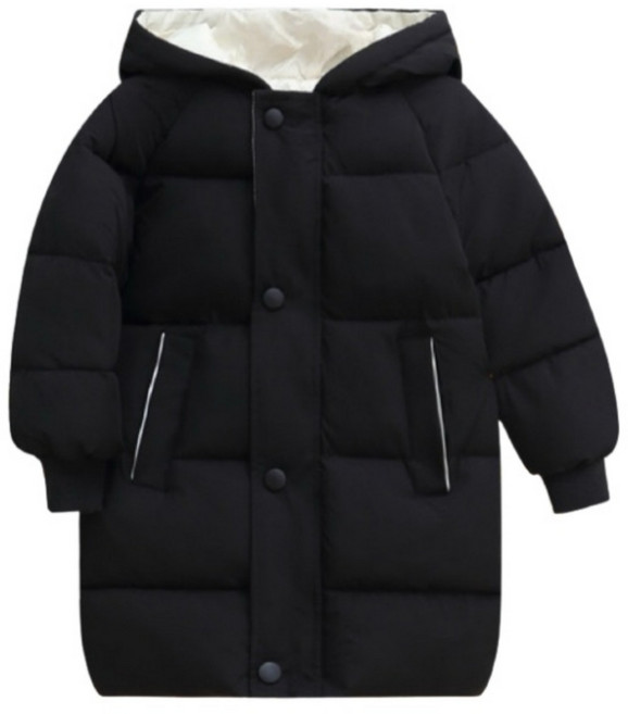 萱寶媽咪baby童裝館 韓版兒童秋冬 男童女童連帽中大童羽絨服 素色韓系長版童裝