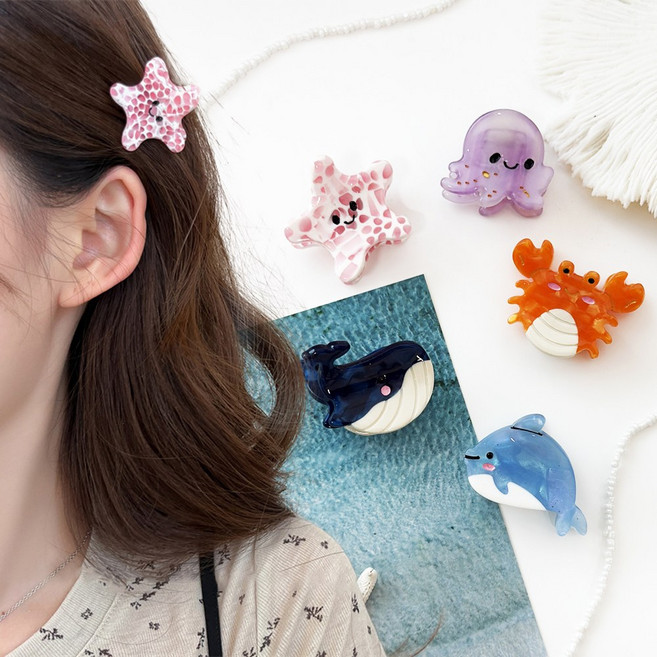 미다미 [2개세트] 바다친구들 미니 셀룰로오스 캐릭터 집게핀