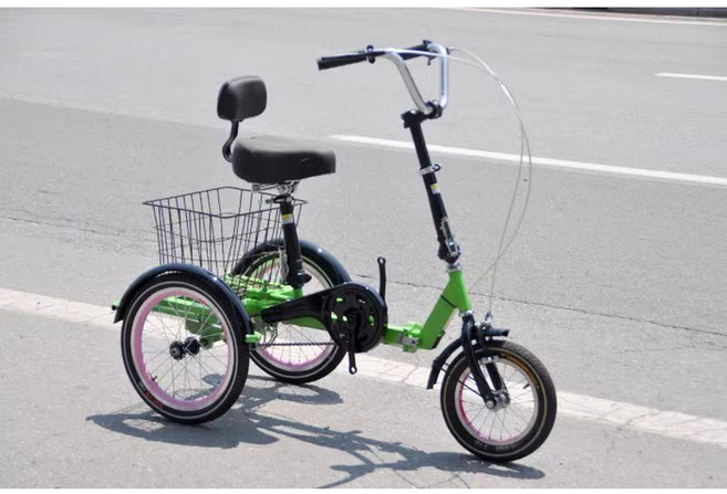 성인 세발자전거 성인용 삼륜 용 트레일러 2인용자전거 동승 좌석 와인 아이, 3 옥록은 트렁크에 넣을 수 있어 오일 브레이크가 더, 1개