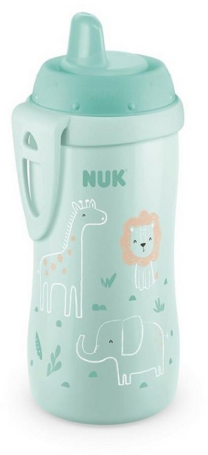 NUK 액티브 하드 스파우트 시피 컵 283.5g(10온스) 1팩 9개월 이상, 1 Pack, Green Animals