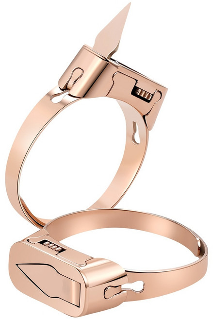 호신용 여성 반지 사이즈조절 칼 1인가구 무기 자기방어 휴대용 호신용품, 로즈 골드, 1개