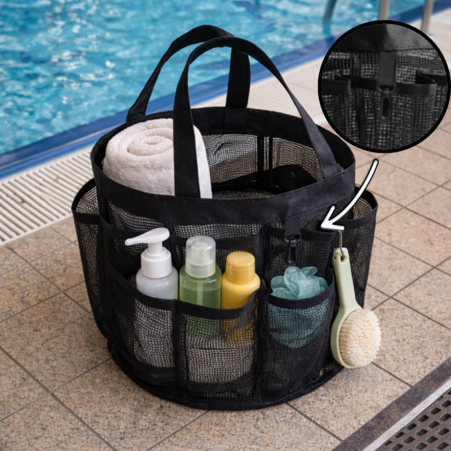 데일온 수납력좋은 물빠짐 목욕바구니, 블랙