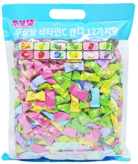 무란왕 무설탕 12가지맛 비타민C 민트 미니 캔디, 800g, 1개 - 쿠팡